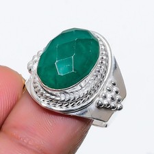 Green Jadeite Gemstone 925 Sterling Silver Jewelry All Size Ring For Gift