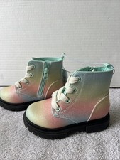 Cat  Jack Multicolor/Amaya Lace, Zip, Glitter Boots. Girls Sz 8