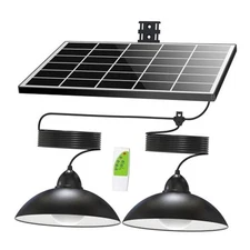 Solar Pendant Lights Upgraded Double Bulb Lights IP65 Upgraded double head
