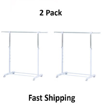 Mainstays Adjustable Metal Rolling Garment Clothes Rack Chrome White 2 Pack Mainstays Adjustable Metal Rolling Garment Clothes Rack Chrome White 2 Pack