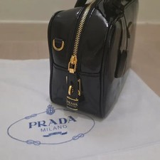 Black Shoulder Bag with Glossy Finish - New