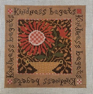 Birds of a Feather ‘Kindness Begets’ Hand Painted Needlepoint Sampler   13 Mesh