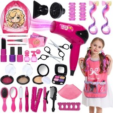 Hair Salon Toys for Girls, 36PCS Kids Pretend Play Makeup Sets, Dress Up Beau...