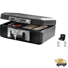 Fireproof Safe Box with Key Lock, Chest Safe with Carrying Handle to Secure M...