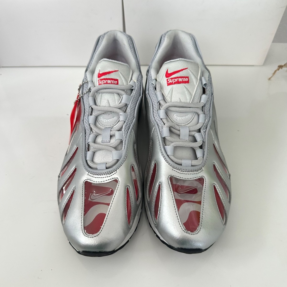 Nike Supreme x Air Max 96 NBY Metallic Silver Red Leather CV7652