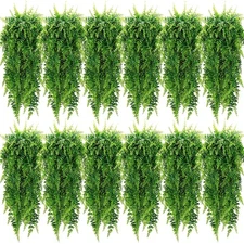 12 Pcs Artificial Hanging Plants 32 Inch Hanging Boston Ferns Plastic Fake Pl...