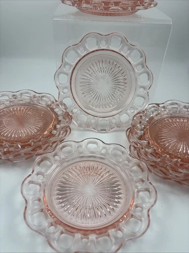Vtg Set of 12 Anchor Hocking Old Colony Laced Edge Dessert Saucer Plates 6”