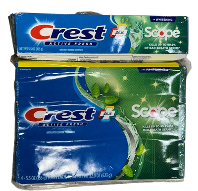 4PK Crest Whitening, Scope Complete Active Fresh, Toothpaste 5.5Oz, Exp 4/27