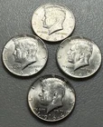 1964  Kennedy Half Dollars P &D  Lot Of 4 90% Silver Circulated. #10