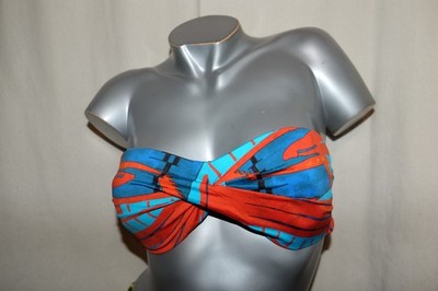 SAVE THE QUEEN! trägerloses Bandeau Bikini-Top SUN blau/orange XL NEU