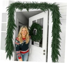 2 Pcs 9FT Christmas Cedar Garland, Artificial Real Touch Greenery Pine 9ft