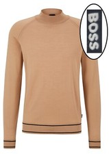 NWT BOSS Hugo Boss Raglan Sleeve Mock Neckline Virgin Wool Blend Sweater