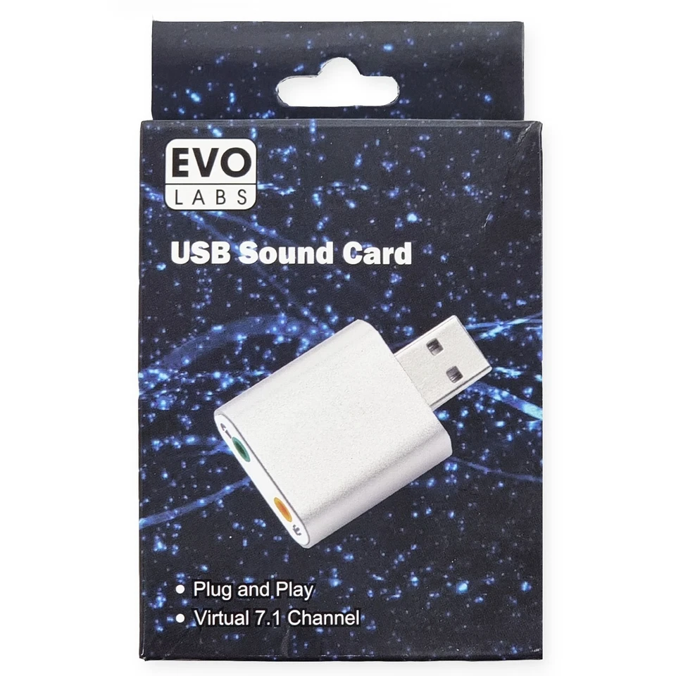 Evo Labs Plug and Play Virtual 7.1 Channel USB Sound Card Windows, Linux, Mac OS - Image 3 of 3
