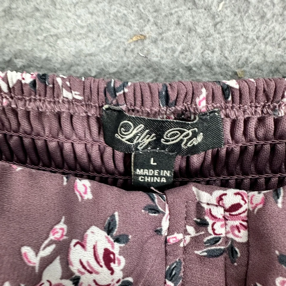 Lily Rose 迷你连衣裙女式大号紫色花卉长袖精致波西米亚风 — 第 2/4 张图片