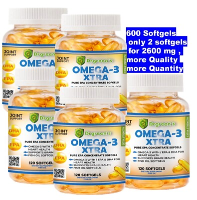 #ad 5 Ultra Pure Omega 3 Fish Oil 2600mg Small PotentJoint support Relief XL 600 $44.40