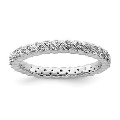 Platin Silber massiv weiß Diamanten geflochten Ewigkeit stapelbar Ring Gr.7