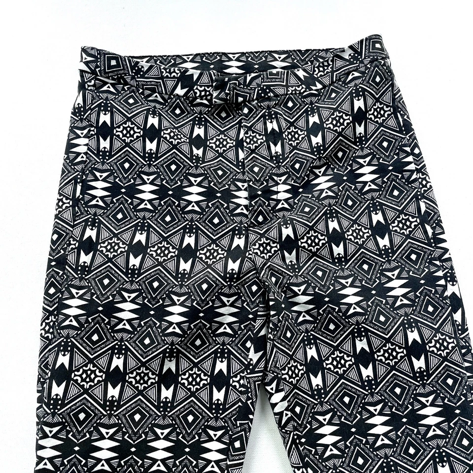 H&M Divided Skinny Pants Women’s 8 Black White Aztec High Rise Stretch Casual - Image 2 of 4