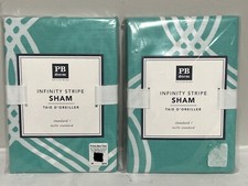 2 Pottery Barn PB Teen Dorm Standard Pillow Shams Infinity Stripe Mint Green NWT