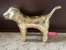 Pink Victoria  s Secret Dog Plush Gold Metallic Small Stuffed Animal Dog