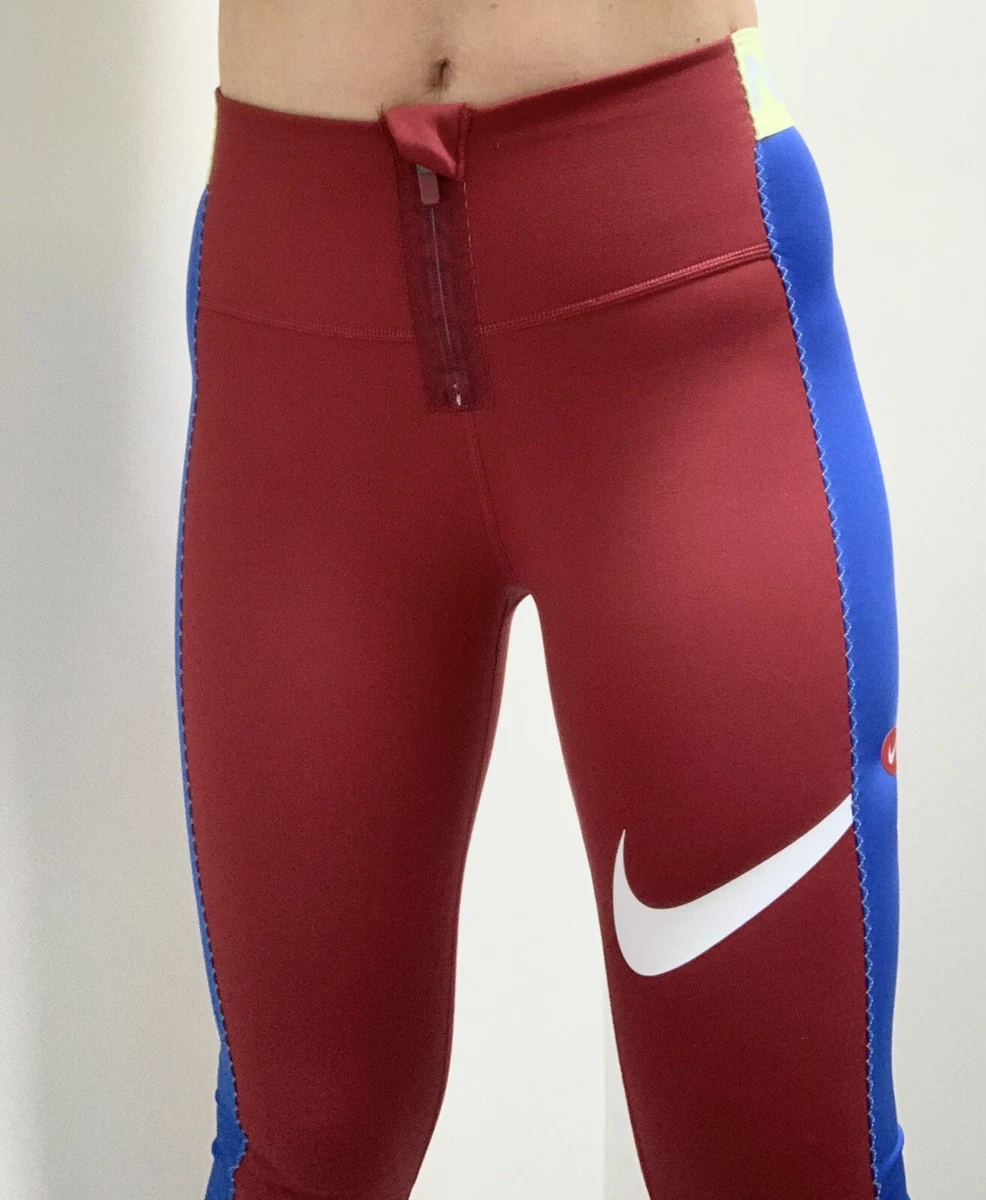 Nike training power sales leggings in red colourblock