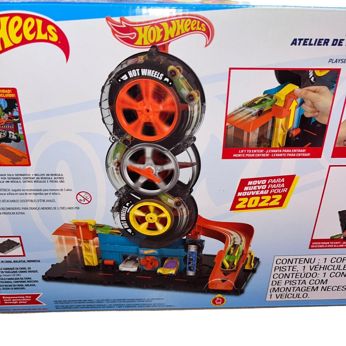 Hot Wheels Conjunto de jogos City Super Twist Tire Shop, gire a chave