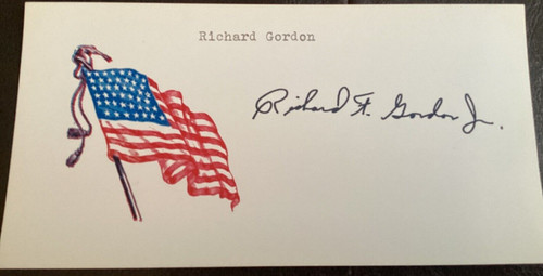 RICHARD F GORDON NASA Astronaut APOLLO 12 Autographed Signed Card MOON LANDING