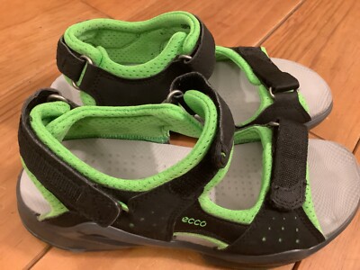 Neu Ecco 35 Sandalen Schwarz Grün Jungen