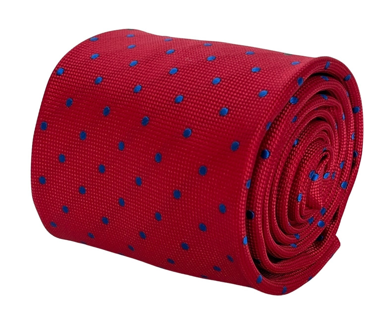 Corbata Clásica De Lunares Rojos Y Azules Reales Para Hombre Frederick Thomas