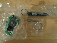 HESS OIL COMPANY 3 PIECES 1 DRILL BIT & 1 COMPASS KEYCHAIN 1 MINI LIGHT KEYCHAIN