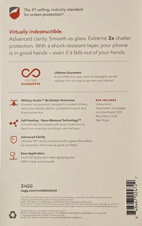 Zagg Invisible Shield HDX Screen Protector For Apple iPhone 6 - Image 2 of 2