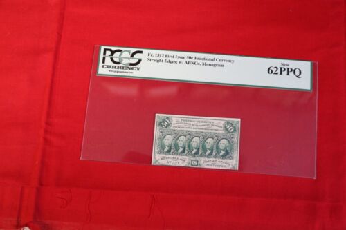 Fr-1312 50 cent fractional currency PCGS 62 PPQ, first issue straight edges - Picture 1 of 2