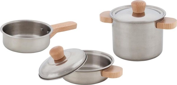 Kochset SternekÜChe 2 TöPfe 1 Pfanne Kochtopf Bratpfanne Deckel KinderküChe Neu-image