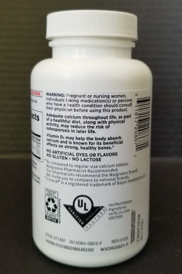 2x Walgreens (Citracal) Calcium Citrate Petites + Vitamin D3 200 Tablets 11/25 - Image 4 of 4