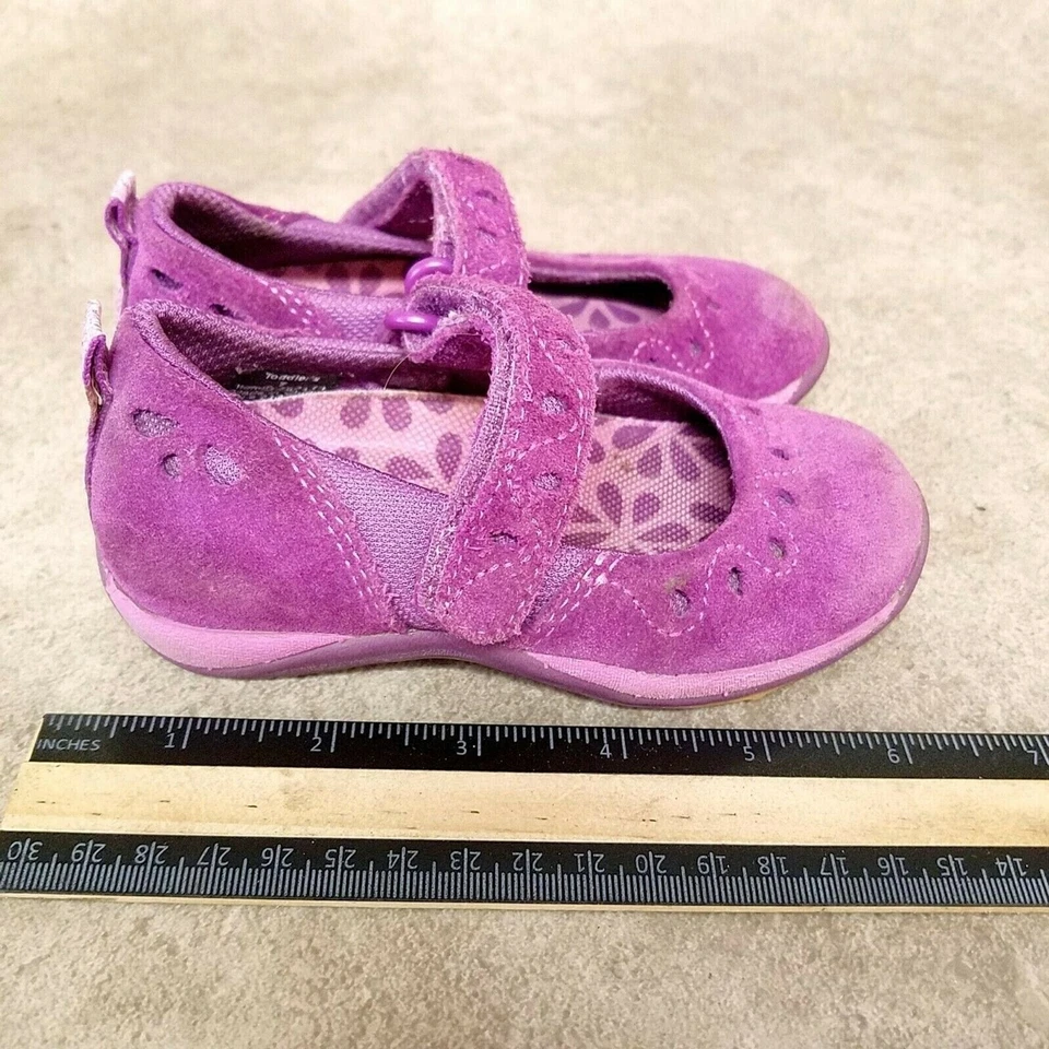 LL Bean Niñas Pequeñas 289114 Talla 7 Púrpura Gamuza Sin Cordones Mary Jane Pisos Foto 4 de 4