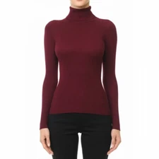 Women's Basic Turtle Neck Sweater Long Sleeve Ribbed Stretch Fitted Solid Colors
