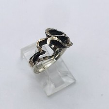 SIZE 5 2.9g ARTISAN MADE WAVE OPEN WORK STERLING SILVER MODERNIST RING MARKED