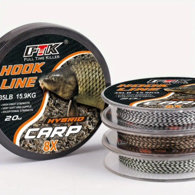 FTK Hook Link Karpfen Angelschnur Geflochten 8 Braid  20 Mtr 15/25/35 Lb
