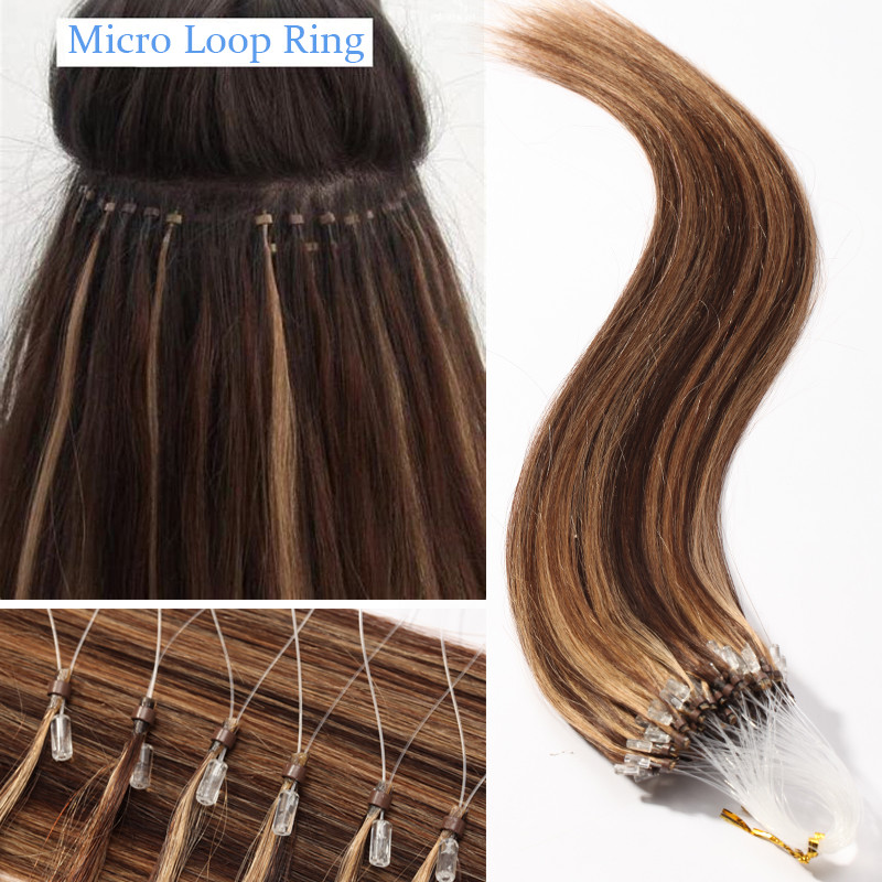 Ombre-Thick 100% Remy Human Hair Extensions Micro Loop Ring  display picture 3