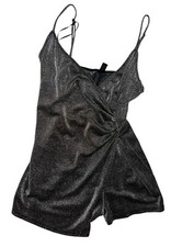 Windsor Women's Black And Silver Sparkly Formal Romper Size L