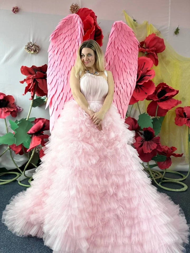 Pink Wings Sexy Costume Angel Wings Costume Accessories For Photo Shoot Valentin - Image 3 of 4