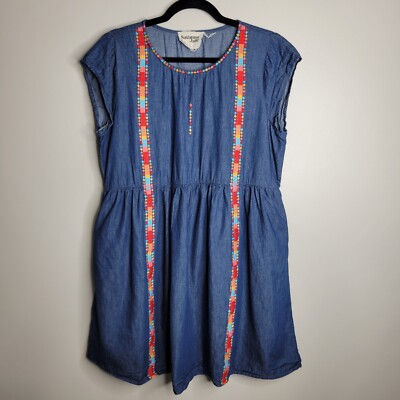 savanna jane denim dress Savannah Jane Dress Embroidered Denim Blue