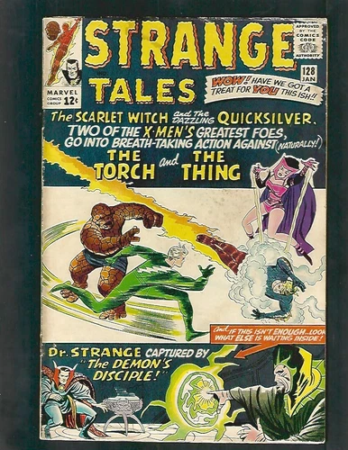 Strange Tales #128 VG+ Kirby Ditko Early Scarlet Witch & Quicksilver Dr. Strange