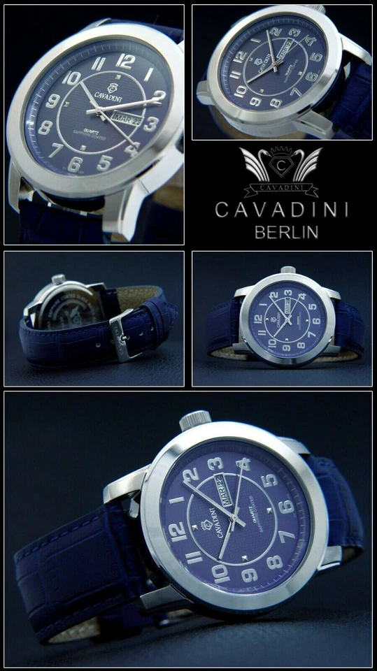 Cavadinin Berlin Men's Watch Stainless Steel Blue CV-1200 Good Readable Aviator - Image 2 of 2