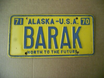 1970 1971 AK Alaska Vanity License Plate BARAK Original Tag