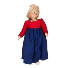 Vintage 1930s Rag Cloth Doll Articulated Handpainted Felted Wool 11"