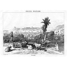 SPAIN View of Granada - Antique Print 1837