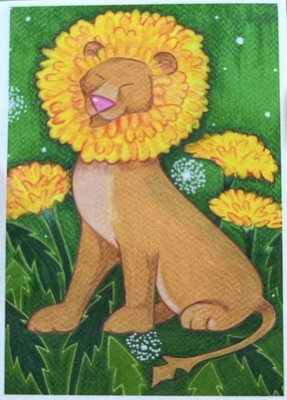ACEO Original Art Card Limited Edition Print Dandy Lion Ademade-stl
