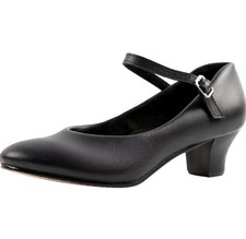 Ankle Strap Character Shoes 1.55" Black Ballroom Dance Shoes Latin Salsa 4.5 UK