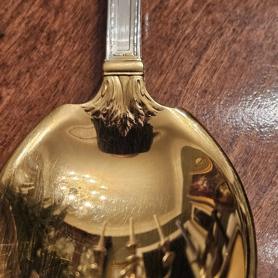 Antiguo juego de ensalada de ley Tiffany SAN LORENZO con cuchara tenedor lavado oro vermeil Foto 3 de 4