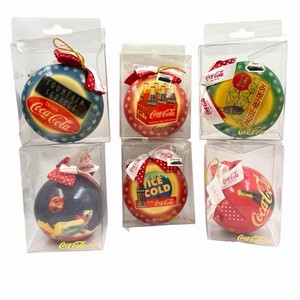 LOT OF 7 VINTAGE 90s COCA-COLA CHRISTMAS ORNAMENTS ORIGINAL PACKAGING JC PENNEY